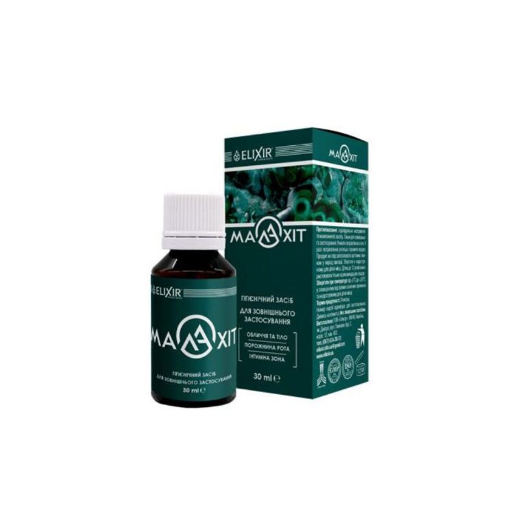 Obrázok z Malahit - hygienický a kozmetický prípravok na ošetrenie pokožky a slizníc - 30ml - Elixir