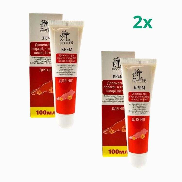Obrázok z Zvýhodnený set: 2x Krém na starostlivosť o nohy, pätné ostrohy, haluxy a dna - 100ml - Ecolek