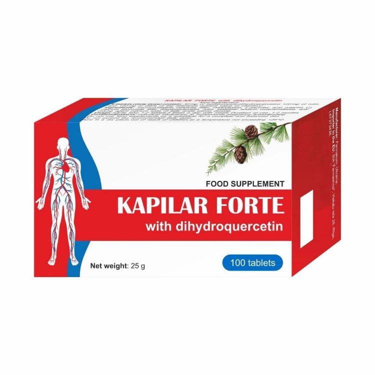 Obrázok z KAPILAR FORTE - doplnok stravy s dihydrokvercetínom, rutínom a vitamínom C - 100 tabliet - Farmakom