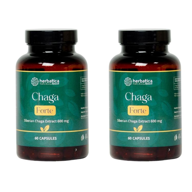 Obrázok z Zvýhodnený set: 2 x Čaga sibírska FORTE - 60 vegánskych kapsúl (600mg/ kapsula) - Herbatica