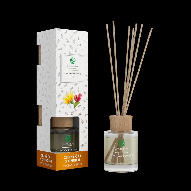 Obrázok z Ratanové vonné tyčinky Zelený čaj s opunciou 100 ml - Green idea
