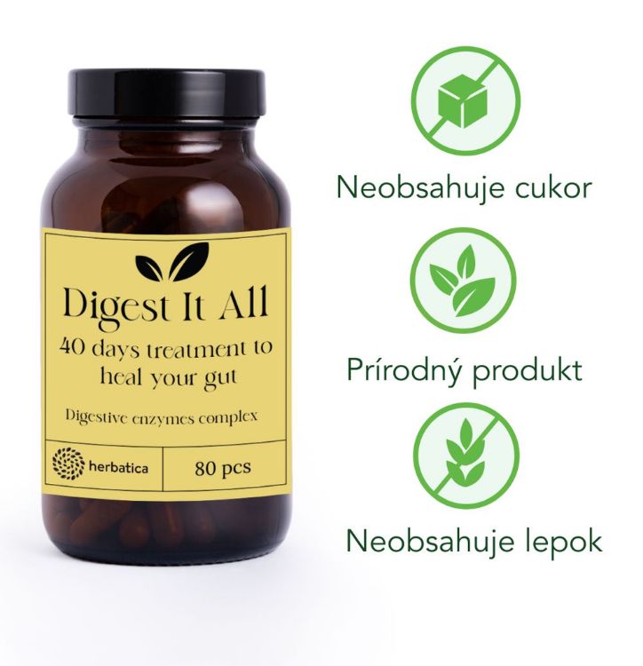 Obrázok z Komplex tráviacich enzýmov - 80 vegánskych kapsúl - Herbatica