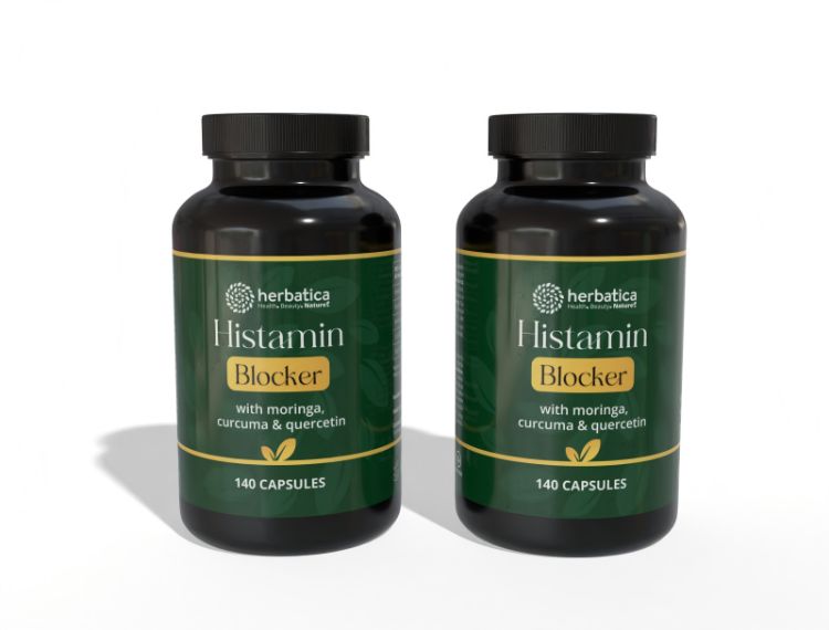 Obrázok z Zvýhodnený set: 2 x Histamin blocker s moringou, kurkumou a kvercetínom - 140 kapsúl - Herbatica