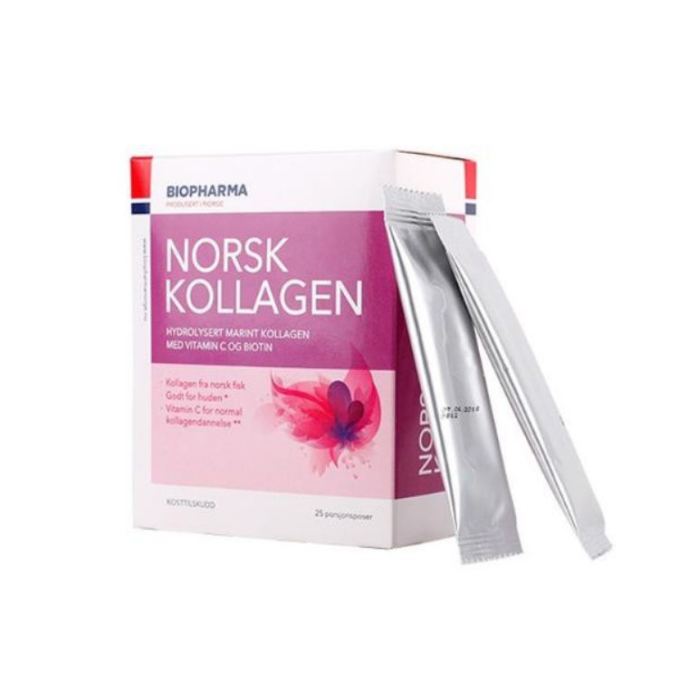 Obrázok z Hydrolyzovaný morský kolagén s vitamínom C a biotinom - Norsk Kollagen - Biopharma - 25x5 g Príchuť: Malina