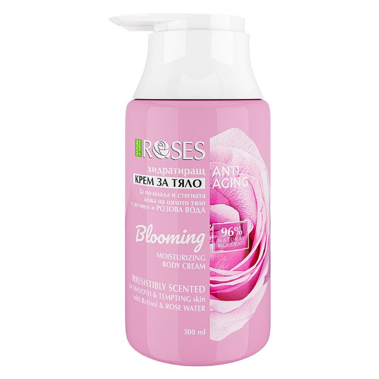 Obrázok z BLOOMING hydratačný telový krém anti-aging s ružovou vodou a retinolom 300 ml - NATURE OF AGIVA