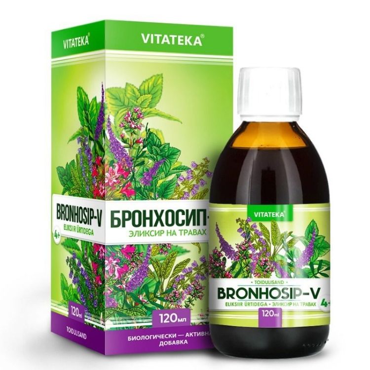 Obrázok z Bronhosip-V – bylinný elixír s vitamínom C – 120 ml – Vitateka