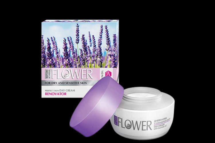 Obrázok z FLOWER Rozjasňujúci denný pleťový krém pre suchú a citlivú pokožku s levanduľovým extraktom 50 ml - NATURE OF AGIVA