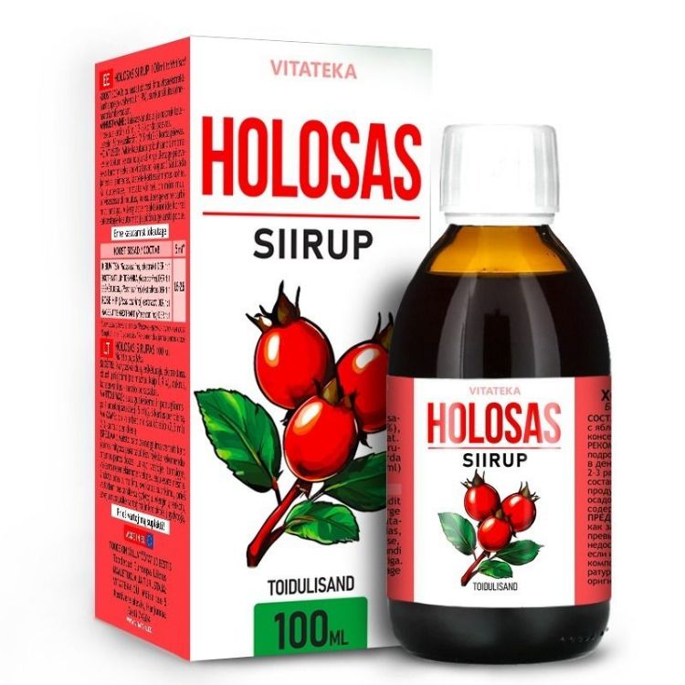 Obrázok z Holosas – šípkový sirup s kyselinou jablčnou – 100 ml – Vitateka