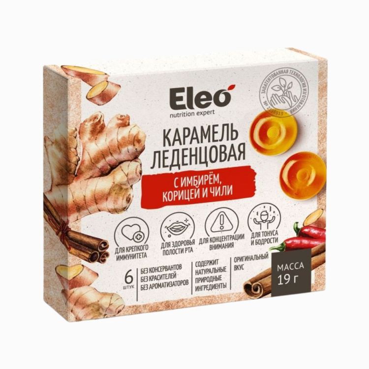 Obrázok z Karamelové cukríky so zázvorom, škoricou a chilli - 6ks/19g - ELEO