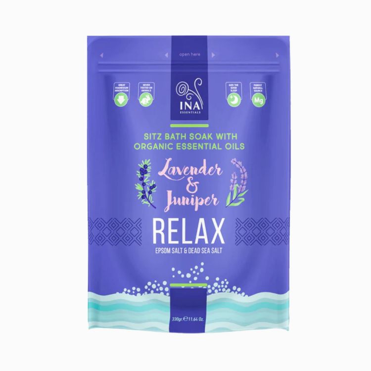 Obrázok z Relax - kúpeľová soľ s levanduľou a borievkou - oddych a odbúranie stresu - 330 g - INA Essentials