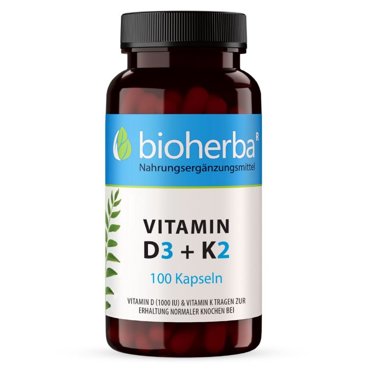Obrázok z Vitamín D3 + K2 - 100 kapsúl - Bioherba