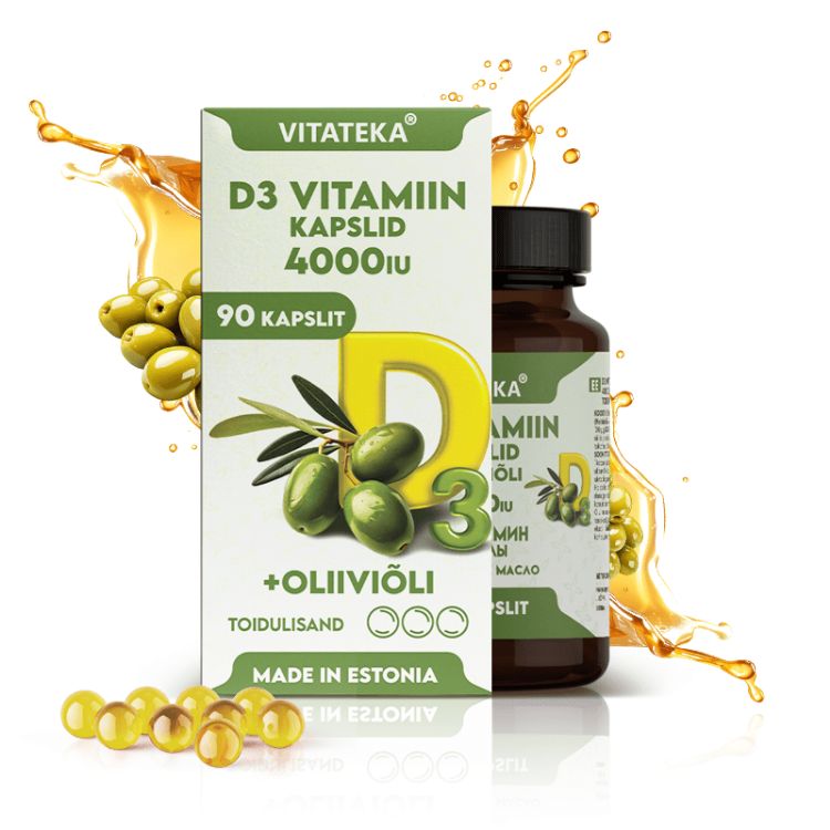 Obrázok z Vitamín D3 4000 IU s olivovým olejom – 90 kapsúl – Vitateka