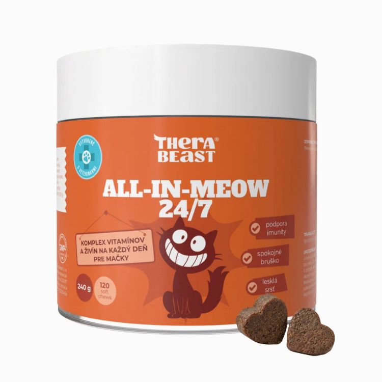 Obrázok z All-in-meow 24/7 – komplex vitamínov a živín pre mačky – 120 ks – Therabeast