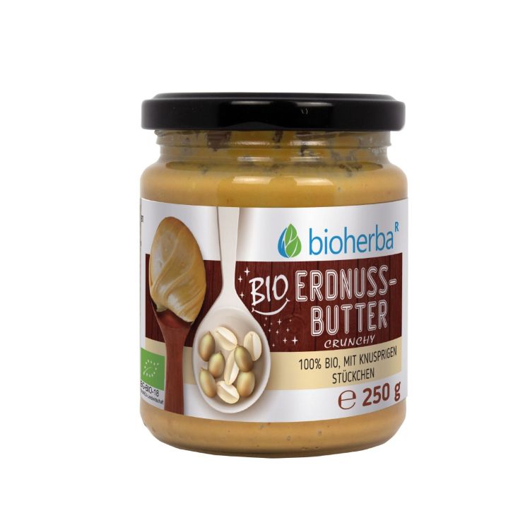 Obrázok z 100 % bio arašidové maslo crunchy – 250 g – Bioherba
