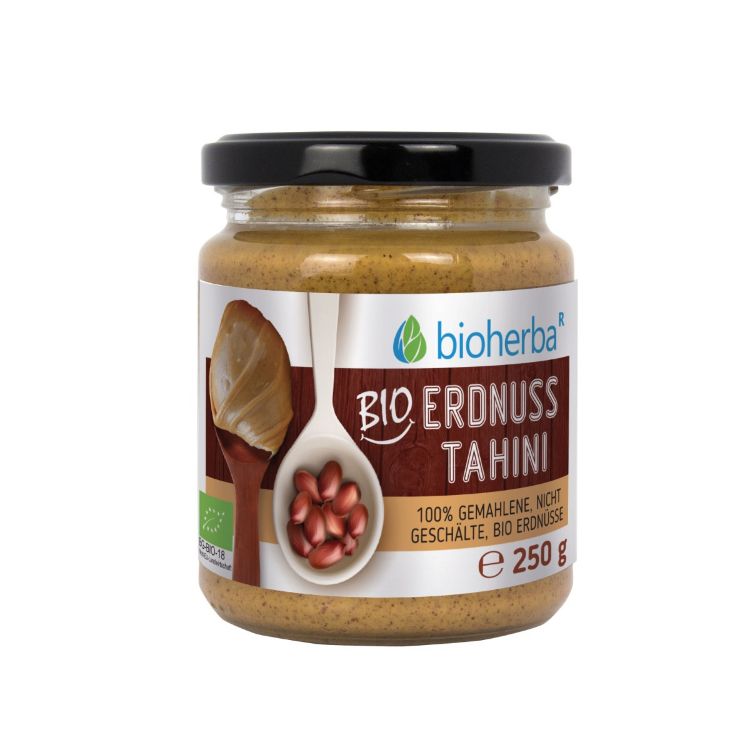 Obrázok z 100 % bio arašidové tahini z mletých nelúpaných jadier – 250 g – Bioherba
