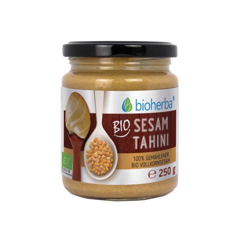 Obrázok z 100 % bio sezamové tahini z mletého bio celozrnného sezamu – 250 g – Bioherba