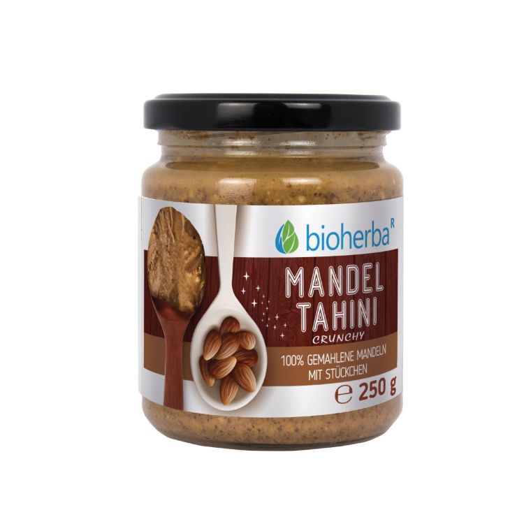 Obrázok z 100 % mandľové tahini z mletých mandlí crunchy – 250 g – Bioherba