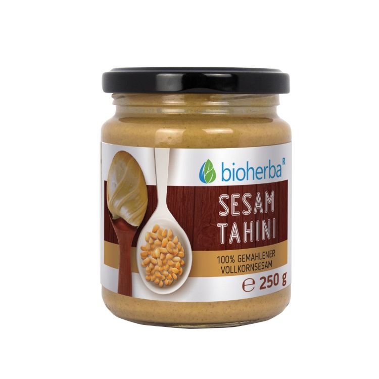 Obrázok z 100 % sezamové tahini z mletého celozrnného sezamu – 250 g – Bioherba