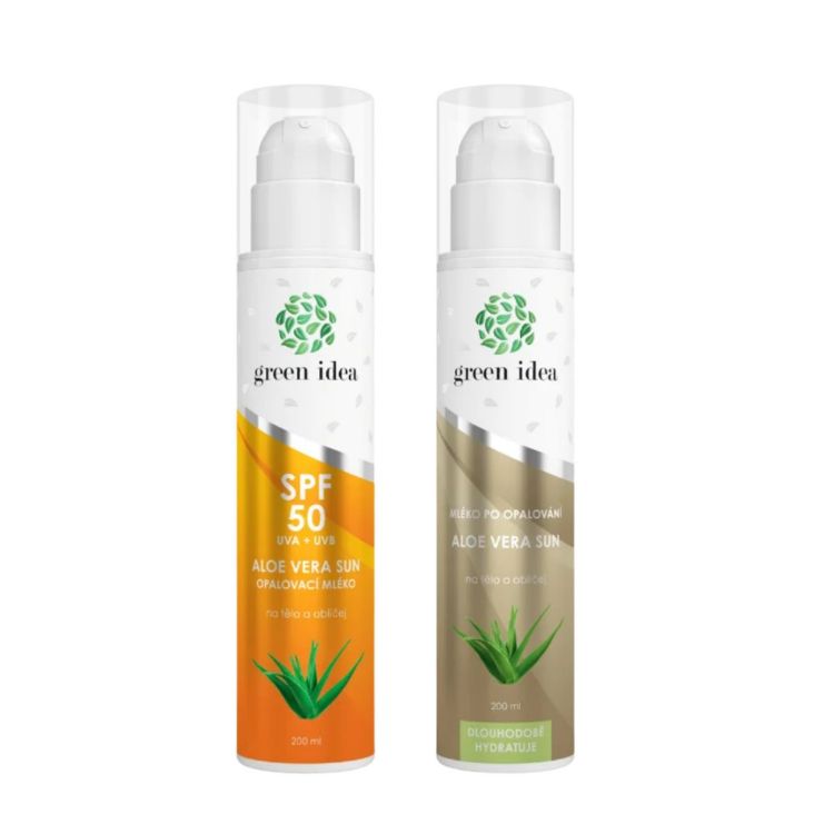 Obrázok z Zvýhodnený set na opaľovanie a po opaľovaní: Aloe vera Sun – opaľovacie mlieko SPF 50 + Aloe vera sun – mlieko po opaľovaní – Green idea