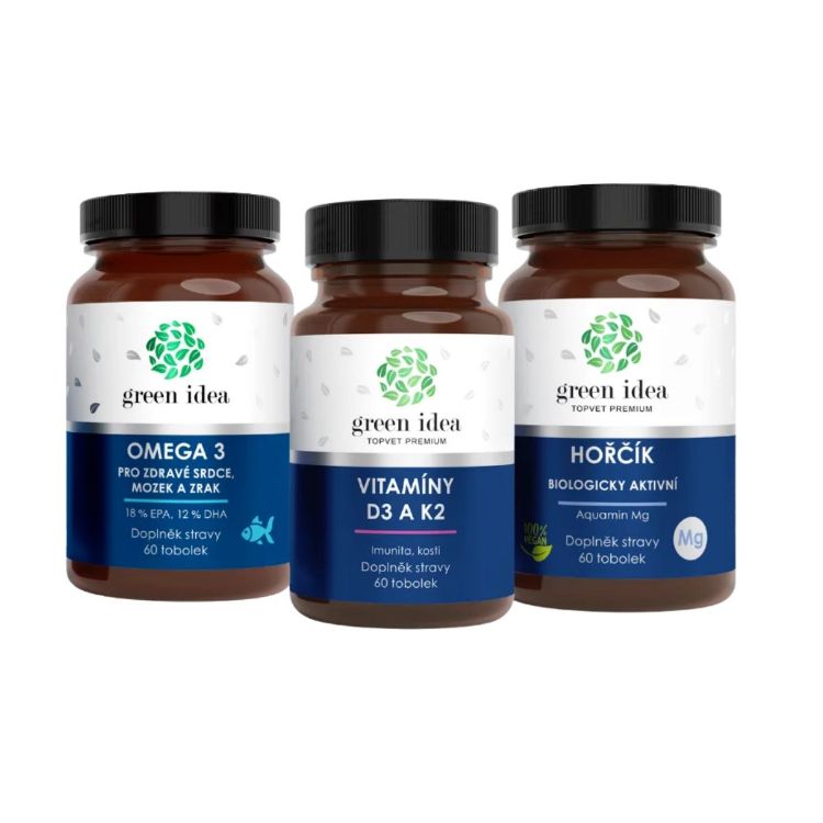 Obrázok z Zvýhodnený set Vitalita: Horčík + Omega 3 + Vitamíny D3 K2 - Green idea