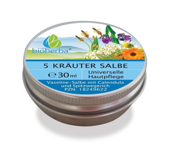 Obrázok z 5-bylinná univerzálna masť na pokožku - 30 ml - Bioherba