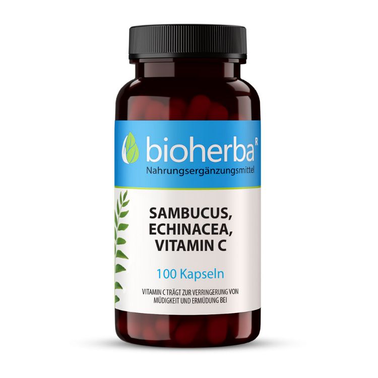 Obrázok z Baza čierna, echinacea a vitamín C – 100 kapsúl – Bioherba