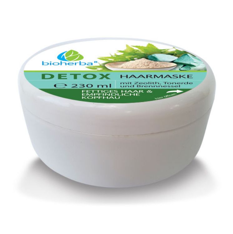 Obrázok z Detox vlasová maska so zeolitom, ílom a žihľavou pre mastné vlasy a citlivú pokožku hlavy - 230 ml - Bioherba