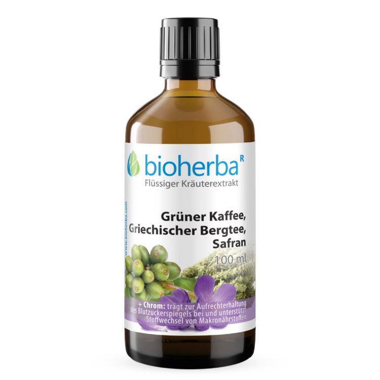 Obrázok z Zelená káva, grécky horský čaj a šafran kvapky – tinktúra – 100 ml – Bioherba