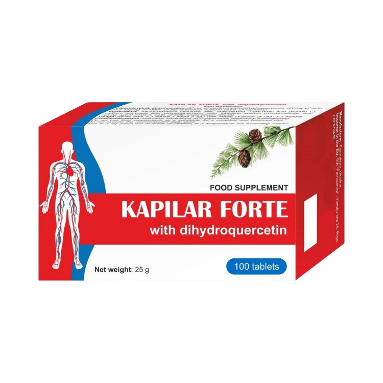 Obrázok z KAPILAR FORTE - doplnok stravy s dihydrokvercetínom, rutínom a vitamínom C - 100 tabliet - Farmakom