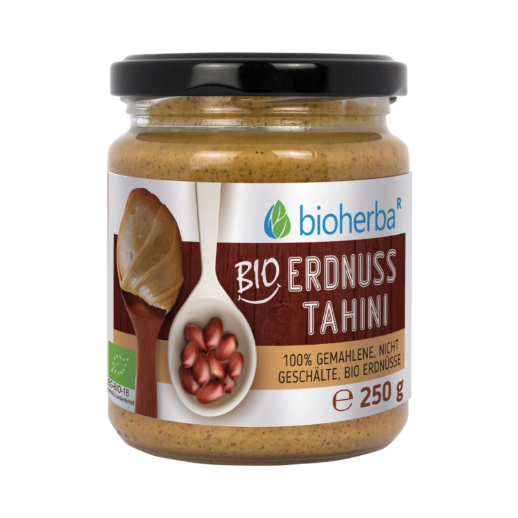 Obrázok z 100 % bio arašidové tahini z mletých nelúpaných jadier – 250 g – Bioherba