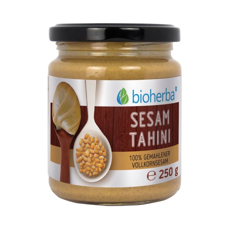 Obrázok z 100 % sezamové tahini z mletého celozrnného sezamu – 250 g – Bioherba
