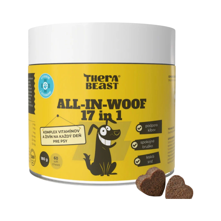 Obrázok z All-In-Woof 17 in 1 – komplex vitamínov, probiotík a živín pre psov – 60 ks – Therabeast