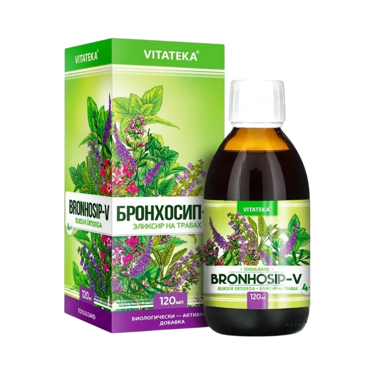 Obrázok z Bronhosip-V – bylinný elixír s vitamínom C – 120 ml – Vitateka
