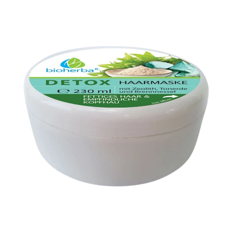 Obrázok z Detox vlasová maska so zeolitom, ílom a žihľavou pre mastné vlasy a citlivú pokožku hlavy - 230 ml - Bioherba