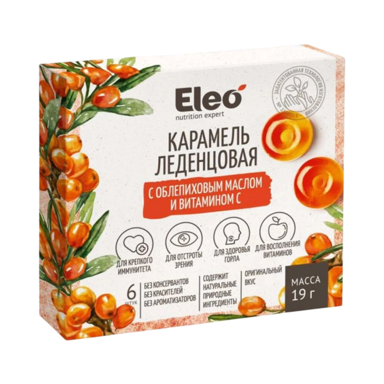 Obrázok z Karamelové cukríky s rakytníkovým olejom a vitamínom C - 6ks/19g - ELEO