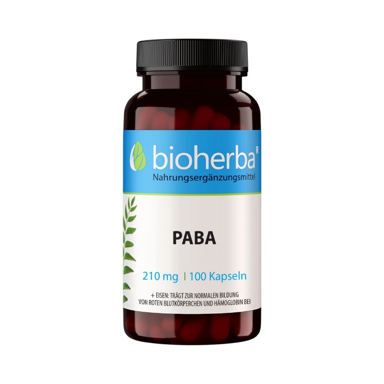 Obrázok z PABA (kyselina para-aminobenzoová) 210 mg – 100 kapsúl – Bioherba