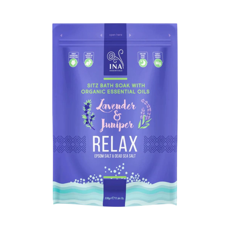 Obrázok z Relax - kúpeľová soľ s levanduľou a borievkou - oddych a odbúranie stresu - 330 g - INA Essentials