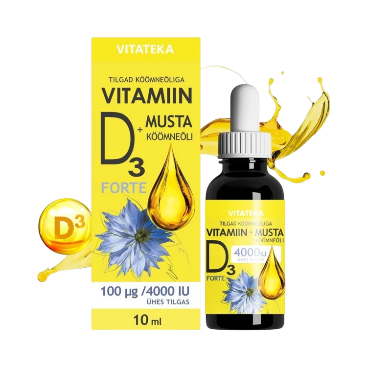 Obrázok z Vitamín D3 4000 IU s olejom z čiernej rasce – 10 ml – Vitateka