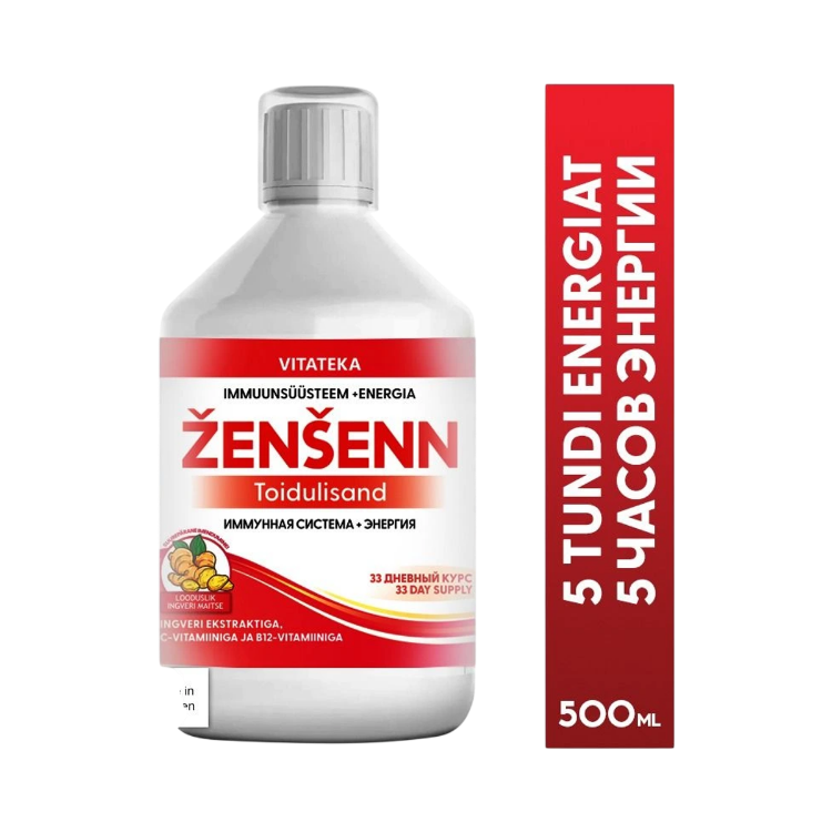 Obrázok z Vitamínový bylinný nápoj – ženšen, eleuterokok a zázvor – 500 ml – Vitateka