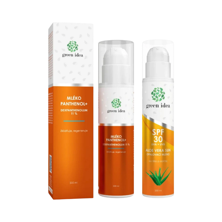 Obrázok z Zvýhodnený set na opaľovanie a po opaľovaní: Aloe vera sun - opaľovacie mlieko SPF 30 + PANTHENOL + MLIEKO 11 % - Green idea