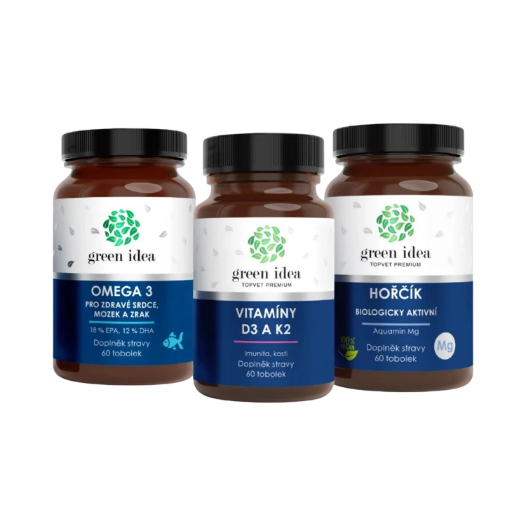 Obrázok z Zvýhodnený set Vitalita: Horčík + Omega 3 + Vitamíny D3 K2 - Green idea