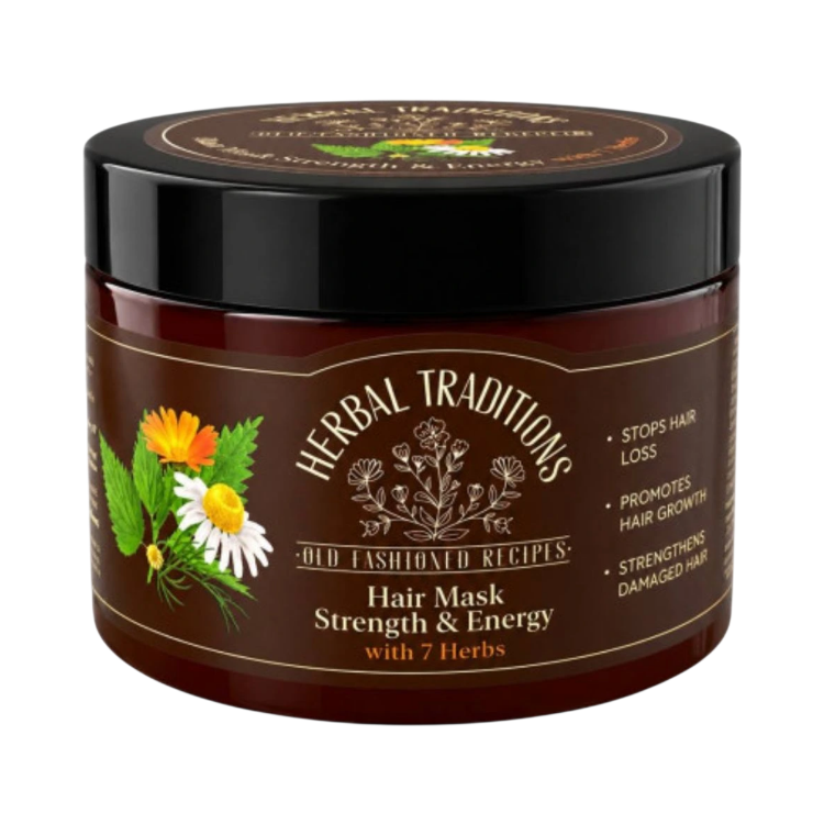 Obrázok z Posilňujúca maska na vlasy so 7 bylinkami na podporu rastu vlasov - 300 ml - Herbal Traditions