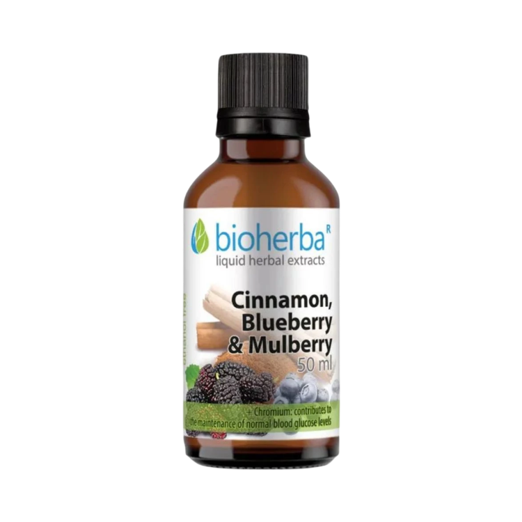 Obrázok z Cejlónska škorica, čučoriedka & čierna moruša kvapky – tinktúra – 50 ml – Bioherba