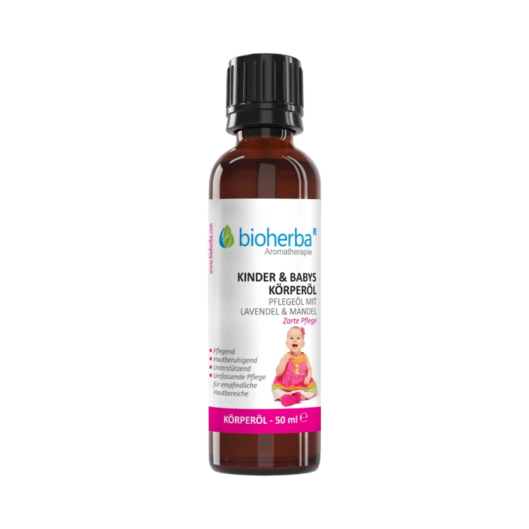 Obrázok z Telový olej pre deti a bábätká s levanduľou a mandľovým olejom – 50 ml – Bioherba